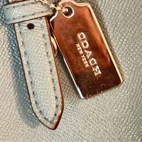 Authentic COACH Crossgrain Leather Laptop Tote Sage Blue 29086 - Picture 10 of 13